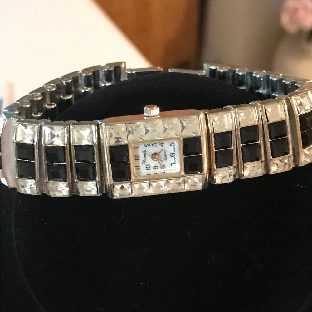 Bling Black with CZ Quartz Watch EUC Needs Battery - Picture 3 of 3